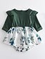 cheap Family Look Sets-Mommy and Me Cotton Dresses Daily Floral Graphic Ruffle Green Knee-length Long Sleeve Vacation Matching Outfits / Fall / Spring / Patchwork / Cute / Print