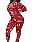 cheap Women&#039;s Jumpsuits-Women&#039;s Jumpsuit Geometric Print Casual V Neck Home Long Sleeve Regular Fit Red cat Red deer White deer S M L Fall