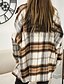 cheap Coats &amp; Trench Coats-Women&#039;s Coat Fall Winter Casual Daily Regular Coat Stand Collar Single Breasted Warm Regular Fit Casual Jacket Long Sleeve Quilted Plaid / Check Black Brown