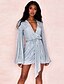 cheap Party Dresses-Women&#039;s Short Mini Dress Sheath Dress White Long Sleeve Sequins Lace up Solid Color Deep V Fall Winter Party Party Hot Sexy 2021 S M L XL
