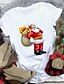 cheap Plus Size Tops-Women&#039;s Plus Size Tops T shirt Cartoon Graphic Short Sleeve Print Streetwear Christmas Crewneck Modal Christmas Daily Fall Winter Wine khaki