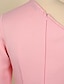 cheap Party Dresses-Women&#039;s Midi Dress A Line Dress Pink Long Sleeve Split Solid Color One Shoulder Fall Party Casual 2022 S M L XL XXL 3XL