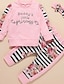 cheap Women&#039;s-3 Pieces Baby Girls&#039; Active Clothing Set Cotton Daily Blushing Pink Floral Striped Letter Print Regular Long Sleeve / Winter