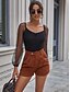 abordables Vestimenta de Mujeres-Mujer Básico Moda Bermudas Pantalones Rígido Casual Diario Plano Negro Marrón S M L XL