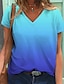 economico T-Shirt-Per donna maglietta Rosa chiaro Bianco + Viola Verde + blu Stampa Pop art Colore graduale e sfumato Informale Giornaliero Manica corta A V Essenziale Standard