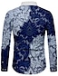 cheap Men&#039;s-Men&#039;s Shirt Floral 3D Print Collar Casual Daily Long Sleeve 3D Print Button-Down Tops Casual Fashion Comfortable Blue / Sports / Fall