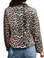cheap Jackets-Women&#039;s Jacket Casual Jacket Print Regular Coat Khaki Daily Casual Open Front Fall Turndown Regular Fit S M L XL XXL / Warm / Leopard