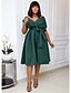 cheap Party Dresses-Women&#039;s Knee Length Dress A Line Dress Green White Black Short Sleeve Lace up Patchwork Pure Color V Neck Spring Summer Party Elegant Formal Sexy 2022 S M L XL XXL 3XL / Cotton