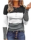 preiswerte T-shirts-Damen T Shirt Glatt Täglich Langarm T Shirt Rundhalsausschnitt Patchwork Bedruckt Sexy Schwarz Grau Leicht Braun S