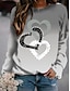 cheap T-Shirts-Women&#039;s Pullover Print Green Blue Gray Heart Tie Dye Color Gradient Daily Loose Fit Long Sleeve Round Neck S M L XL 2XL