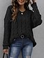 preiswerte Pullover-Damen Zur Seite fahren Pullover Overall Volltonfarbe Strick Stilvoll Alltag Langarm Pullover Strickjacken Herbst Winter V-Ausschnitt Gelb Wein Grau