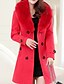 cheap Coats &amp; Trench Coats-Women&#039;s Winter Coat Belted Overcoat Double Breasted Lapel Pea Coat Long Coat with Fur Colllar Thermal Warm Windproof Trench Coat with Pockets Elegant Slim Fit Lady Jacket Fall Outerwear White
