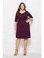 cheap Plus Size Dresses-Women&#039;s Plus Size Solid Color Sweater Jumper Dress Turtleneck Half Sleeve Casual Fall Summer Knee Length Dress Dress