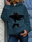 cheap Hoodies &amp; Sweatshirts-Women&#039;s Hoodie Pullover Basic Black Blue Gray Graphic Cat Casual Long Sleeve Hooded S M L XL XXL 3XL