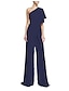 cheap Jumpsuits &amp; Rompers-Women&#039;s Jumpsuit Solid Color Patchwork Overlay Elegant One Shoulder Wide Leg Party Prom Short Sleeve Regular Fit Butterfly Sleeve Blue Purple Red S M L Winter