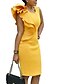 cheap Casual Dresses-Women&#039;s Knee Length Dress Sheath Dress Blue Purple Blushing Pink Black Fuchsia Green Orange Yellow Sleeveless Ruffle Solid Color Round Neck Fall Work Casual 2021 S M L XL XXL 3XL 4XL 5XL 6XL