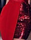 baratos Vestidos de Renda-Mulheres Vestido de lantejoulas Vestido de festa Vestido da bainha Minivestido Preto Vermelho Manga Longa Bloco de cor Paetês Primavera Outono Inverno Assimétrico Moda Festa Roupa de inverno