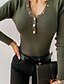 cheap Women&#039;s T-shirts-Women&#039;s T shirt Tee Going Out Tops Henley Shirt Black Green Khaki Button Plain Casual Daily Long Sleeve V Neck Vintage Basic Slim