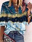 abordables Tops de mujer-Mujer Graphic Abstracto Festivos Fin de semana Manga Larga Blusa Camisa Cuello Mao Botón Estampado Casual Ropa de calle Tops Azul Piscina S / Impresión 3D