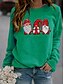 billige Overdele til damer-Dame Grafisk Gnome Pullover-sweatshirt Jul Julegaver Daglig Basale Jul Hættetrøjer Sweatshirts Vin Sort Grøn