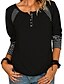 abordables T-shirts-Mujer A Rayas Bloque de color Diario Noche Manga Larga Camiseta divertida Escote Cuadrado Vintage Tops Negro Gris Rosa S