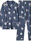cheap Sleep &amp; Lounge-Women&#039;s 1 set Pajamas Sets Simple Comfort Sweet Flower Polyester Home Bed V Wire Breathable Gift Shirt Button Pant Fall Winter Blue / Buckle