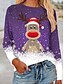 billige Hættetrøjer &amp; sweatshirts-Dame T-shirt Geometrisk Snefnug Rensdyr Rund hals V-hals Patchwork Trykt mønster Gade Hip Hop Toppe Blå Lilla Lyseblå / 3D-udskrivning