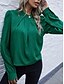 cheap Tops &amp; Blouses-Women&#039;s Blouse Plain Standing Collar Tops Green Wine