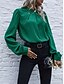 baratos Tops &amp; Blouses-Mulheres Blusa Tecido Colarinho Clerical Blusas Verde Vinho
