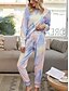 abordables Vêtements Femme-Femme Pantalons Pyjamas Tunique Cordon basique Multicolore Col Rond Printemps &amp; Automne Standard Bleu Violet Rose Claire Vert