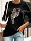 preiswerte T-shirts-Damen Täglich T Shirt Langarm Graphic Tier Rundhalsausschnitt Basic Oberteile Grün Schwarz Blau S