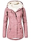 baratos Casacos de Pena e Parkas Femininos-Mulheres Parka Ao ar livre Rua Casual Outono Inverno Padrão Casaco Ajuste Largo Esportes Casual Casaco Manga Longa Côr Sólida Zíper Bolsos Preto Roxo Rosa / Down &amp; Parkas / À Prova-de-Água