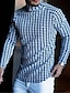 abordables Men&#039;s Socks-Hombre Casual Camiseta Enrejado Manga Larga Tops Ligeras Moda Corte Slim Grande y alto Cuello Alto Azul Piscina Negro Gris