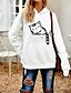 cheap Hoodies &amp; Sweatshirts-Women&#039;s Cat Brown Animal Hoodie Sweatshirt Front Pocket Print Hot Stamping Casual Sports Weekend Active Streetwear Cotton Hoodies Sweatshirts  Royal Blue Brown White