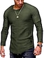 cheap Men&#039;s Tees &amp; Tank Tops-Men&#039;s T shirt Shirt Solid Colored non-printing Round Neck Plus Size Daily Long Sleeve Tops Cotton White Black Army Green