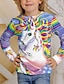 cheap Girls&#039; 3D T-shirts-Girls&#039; Long Sleeve Unicorn 3D Printed T shirt