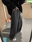 cheap Pants-Men&#039;s Casual / Sporty Streetwear Drawstring Culottes Wide Leg Pants Trousers Full Length Pants Inelastic Casual Daily Solid Color Mid Waist Comfort Outdoor Loose Black Gray M L XL XXL