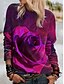 billige Hættetrøjer &amp; sweatshirts-Dame Blomstret 3D Sweatshirt bluse Trykt mønster 3D-udskrivning Sport Ferie Aktiv Gade Hættetrøjer Sweatshirts Grøn Blå Rød