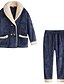 cheap Sleep &amp; Lounge-Women&#039;s 1 set Pajamas Sets Simple Fashion Comfort Pure Color Flannel Home Street Daily Lapel Warm Gift Hoodie Long Sleeve Basic Elastic Waist Pant Fall Winter Pocket Blue Pink / Buckle / Sport