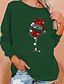 baratos Blusas de mulher-Mulheres Imprimir Moletom Estacionar Presentes de Natal Diário Natal Moletons Moletons Solto Verde Cinzento Escuro