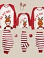 cheap Family Look Sets-Family Look Pajamas Christmas Gifts Striped Deer Letter Patchwork Red Long Sleeve Daily Matching Outfits / Fall / Winter / Cute / Print