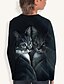 baratos Camisetas &amp; Blusas Para Meninas-Para Meninos Para Meninas 3D Animal Gato Camisa Manga Longa Impressão 3D Outono Ativo Poliéster Infantil 4-12 anos Escola Roupa Diária Normal