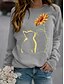 cheap Hoodies &amp; Sweatshirts-Women&#039;s Hoodie Sweatshirt Pullover Casual Green Black Yellow Cat Graphic Geometric Daily Long Sleeve Round Neck S M L XL XXL