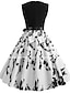 cheap Party Dresses-Women&#039;s Knee Length Dress A Line Dress White Sleeveless Bow Print Floral Round Neck Spring Summer Party Vintage 2022 S M L XL XXL / Slim