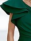 cheap Dresses-Women&#039;s Short Mini Dress Sheath Dress Emerald Green Dress Green Sleeveless Ruched Ruffle Patchwork Pure Color One Shoulder Fall Spring Party Elegant Sexy 2022 S M L XL / Party Dress