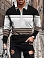 cheap Men&#039;s-Men&#039;s Golf Shirt Collar Geometric Striped White Blue Gray Brown Light Blue 3D Print Long Sleeve Zipper Print Outdoor Casual Tops Fashion Cool Casual Breathable / Winter / Fall / Winter / Sports