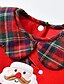 cheap Women&#039;s-Baby Girls&#039; Christmas Active Casual Jumpsuits &amp; Rompers Cotton Christmas Christmas Gifts Red Print Plaid Color Block Santa Claus Zipper Long Sleeve / Fall / Winter