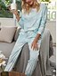 cheap Women&#039;s Clothing-Women&#039;s Pants Pajamas Tunic Drawstring Basic Multi Color Round Neck Spring &amp;  Fall Regular Blue Purple Pink Green