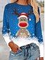billige Hættetrøjer &amp; sweatshirts-Dame T-shirt Geometrisk Snefnug Rensdyr Rund hals V-hals Patchwork Trykt mønster Gade Hip Hop Toppe Blå Lilla Lyseblå / 3D-udskrivning