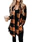 cheap Coats &amp; Trench Coats-Women&#039;s Coat Casual Jacket Classic Chic &amp; Modern Shacket Causal Holiday Daily Wear Coat Long Polyester -yellow -blue -black Fall Spring Summer Notch lapel collar Plaid Loose S M L XL XXL 3XL
